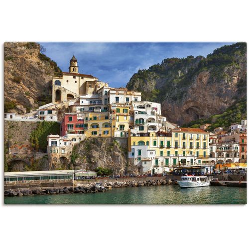 4062144634592 - Wandbild ARTLAND Hafen von Amalfi an der Amalfiküste Bilder Gr B H 30 cm x 20 cm Leinwandbild Italien Querformat 1 St braun Kunstdrucke als Alubild Leinwandbild Wandaufkleber oder Poster in versch Größen