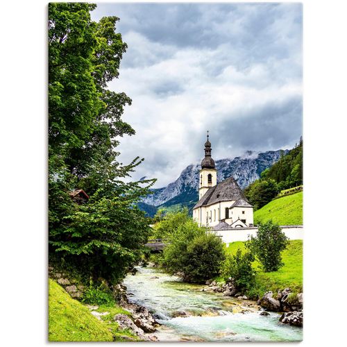 4062144670996 - Wandbild ARTLAND Pfarrkirche Sankt Sebastian in Ramsau Bilder Gr B H 30 cm x 40 cm Leinwandbild Berge & Alpenbilder Hochformat 1 St grün Kunstdrucke als Alubild Leinwandbild Wandaufkleber oder Poster in versch Größen