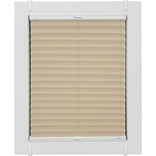 4001442858514 - Plissee One Size Style Crepe Plissees Gr 210 cm zweiseitig verschiebbar 95 cm beige (sand weiß weiß) Plissees ohne Bohren Zubehörfarbe zum Klemmen