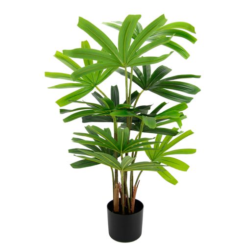 4019844801311 - Kunstbaum Palme Rhapis im Topf Künstliche Palme Excelsa Steckenpalme Raphiapalme IGEA Höhe 88 cm Dekopflanze Zimmerpflanze Kunstpflanze Pflanzen Dekobaum Bäume grün