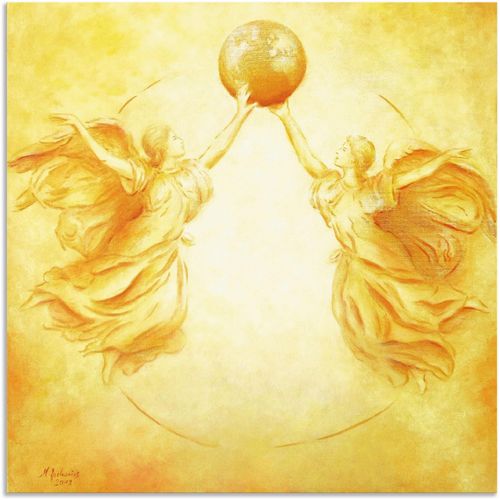 4057738886136 - Wandbild ARTLAND Schutzengel der Erde Bilder Gr B H 30 cm x 30 cm Alu-Dibond-Druck Religion quadratisch 1 St gelb Bild Poster Bilder als Alubild Leinwandbild Wandaufkleber oder in versch Größen