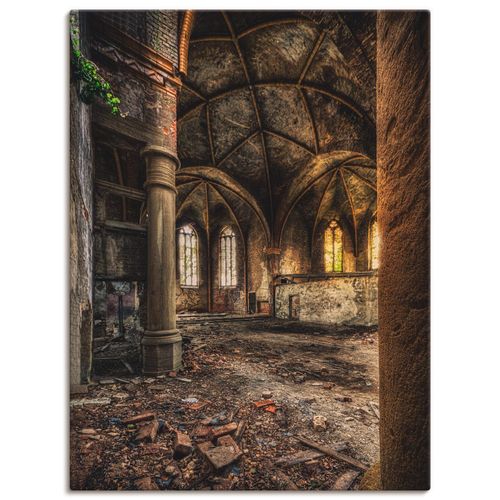 4055327988230 - Wandbild ARTLAND Lost Place - verlassene Kirche II Bilder Gr B H 45 cm x 60 cm Leinwandbild Gebäude Hochformat 1 St braun Bild Poster Bilder gedruckt