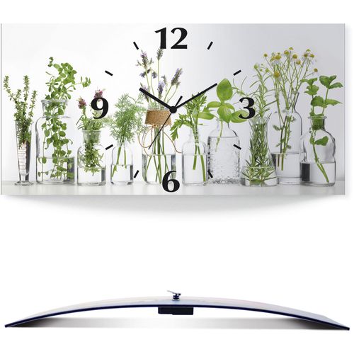 4062144605332 - Wanduhr ARTLAND Öle mit Kräutern Wanduhren Gr B H T 60 cm x 30 cm x 03 cm Quarzuhr grün Wanduhren 3D Optik gebogen mit Quarz- oder Funkuhrwerk versch Größen