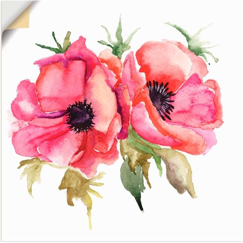 4059745776967 - Wandbild ARTLAND Mohnblumen Bilder Gr B H 50 cm x 50 cm Wandaufkleber - Vinyl Blumen 1 St pink Bild Leinwandbild Kunstdrucke Bilder als Alubild Leinwandbild Wandaufkleber oder Poster in versch Größen