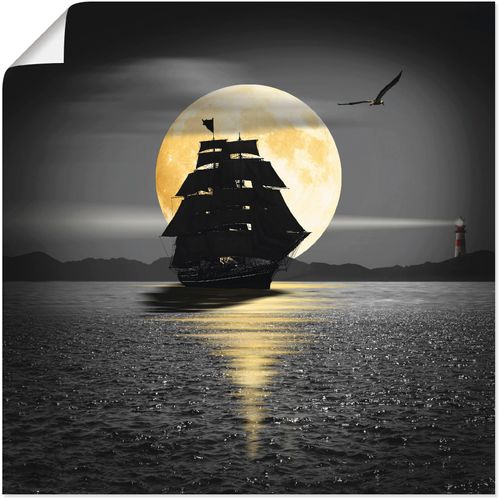 4055327969154 - Wandbild ARTLAND Ein Schiff mit schwarzen Segeln Bilder Gr B H 50 cm x 50 cm Poster Boote & Schiffe 1 St schwarz Bild Kunstdruck Leinwandbild Kunstdrucke Bilder als Leinwandbild Wandaufkleber oder Poster in versch Größen