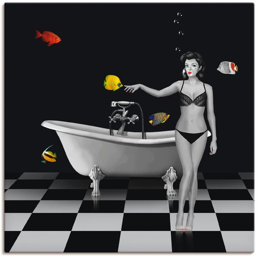 4059745789592 - Wandbild ARTLAND Ein Badezimmer für Fische Bilder Gr B H 50 cm x 50 cm Leinwandbild Frau 1 St schwarz Bild Kunstdruck Metallbild Metallbilder Bilder als Alubild Leinwandbild Wandaufkleber oder Poster in versch Größen