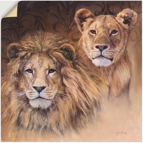 4057738207627 - Wandbild ARTLAND Löwen Bilder Gr B H 30 cm x 30 cm Wandaufkleber - Vinyl Wildtiere 1 St braun Bild Metallbild Metallbilder Bilder als Alubild Leinwandbild Wandaufkleber oder Poster in versch Größen
