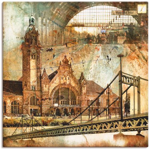 4055327313544 - Wandbild ARTLAND Krefeld Skyline Abstrakte Collage Bilder Gr B H 50 cm x 50 cm Leinwandbild Gebäude 1 St braun Bild Kunstdruck Leinwandbild Kunstdrucke Bilder als Leinwandbild Wandaufkleber oder Poster in versch Größen
