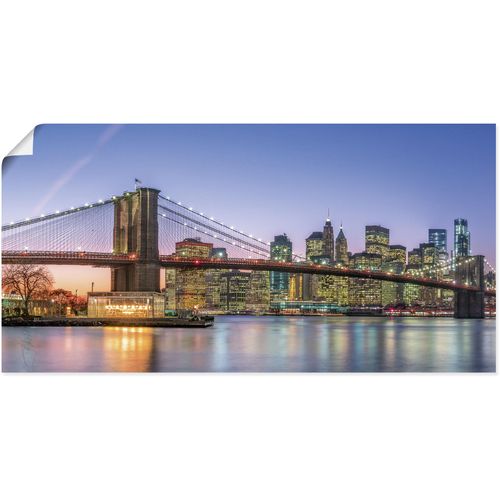 4062144640555 - Wandbild ARTLAND Skyline New York City Bilder Gr B H 40 cm x 20 cm Poster New York Querformat 1 St blau Kunstdrucke als Alubild Leinwandbild Wandaufkleber oder Poster in versch Größen