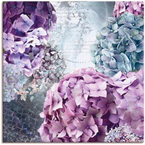 4059745433464 - Wandbild ARTLAND Blau und Grau Hortensie Bilder Gr B H 40 cm x 40 cm Leinwandbild Blumen 1 St blau Bild Kunstdruck Kunstdrucke Bilder als Alubild Leinwandbild Wandaufkleber oder Poster in versch Größen