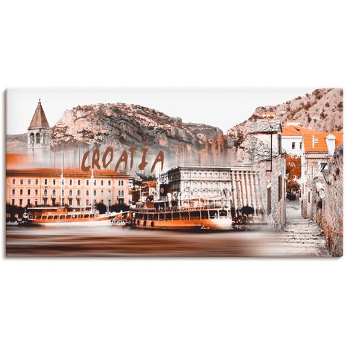 4055327397766 - Wandbild ARTLAND Kroatien Skyline abstrakte Collage Bilder Gr B H 60 cm x 30 cm Leinwandbild Kroatien 1 St beige (naturfarben) Bild Kunstdruck Kunstdrucke Bilder als Leinwandbild Wandaufkleber oder Poster in versch Größen
