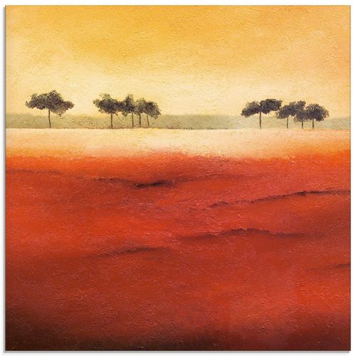 4055327435628 - Glasbild ARTLAND Baumgrenze III Bilder Gr B H 30 cm x 30 cm Glasbild Bäume quadratisch 1 St rot Bild Glasbild Glasbilder Bilder in verschiedenen Größen