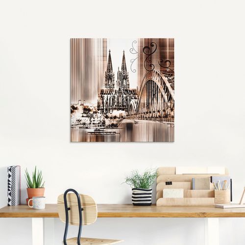4055327402668 - Glasbild ARTLAND Köln Skyline Collage VI Bilder Gr B H 30 cm x 30 cm Glasbild Architektonische Elemente quadratisch 1 St braun Bild Glasbild Glasbilder Bilder in verschiedenen Größen