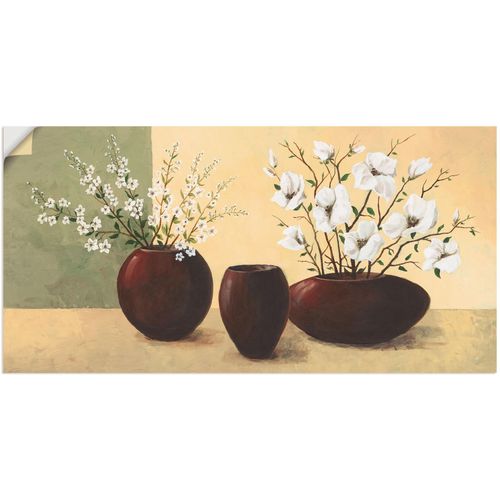 4057738248743 - Wandbild ARTLAND Magnolien Bilder Gr B H 100 cm x 50 cm Wandaufkleber - Vinyl Vasen & Töpfe Querformat 1 St gelb Kunstdrucke als Alubild Leinwandbild Wandaufkleber oder Poster in versch Größen