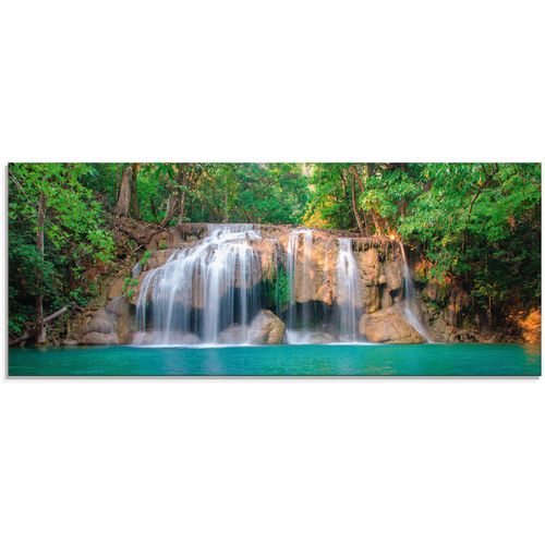 4055327423151 - Glasbild ARTLAND Wasserfall im Wald National Park Bilder Gr B H 125 cm x 50 cm Glasbild Gewässer 1 St grün Glasbilder in verschiedenen Größen