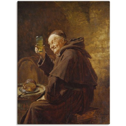 4055327099288 - Wandbild ARTLAND Mönch bei der Weinprobe Bilder Gr B H 30 cm x 40 cm Leinwandbild Mann 1 St braun Bild Leinwandbild Poster Bilder als Leinwandbild Wandaufkleber oder in versch Größen