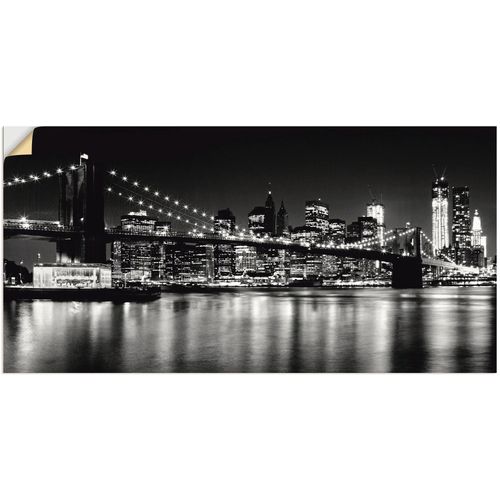 4057738490647 - Wandbild ARTLAND Nächtliche Skyline Manhattan I Bilder Gr B H 150 cm x 75 cm Wandaufkleber - Vinyl Amerika 1 St schwarz Bild Kunstdruck Kunstdrucke Bilder als Alubild Leinwandbild Wandaufkleber oder Poster in versch Größen