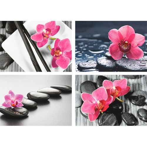 4062144313893 - Poster ARTLAND Asiatische Komposition Orchidee Zen Bilder Gr B H 42 cm x 297 cm Poster Zen Querformat 4 St pink Poster Bilder Poster Wandbild Bild Wandposter