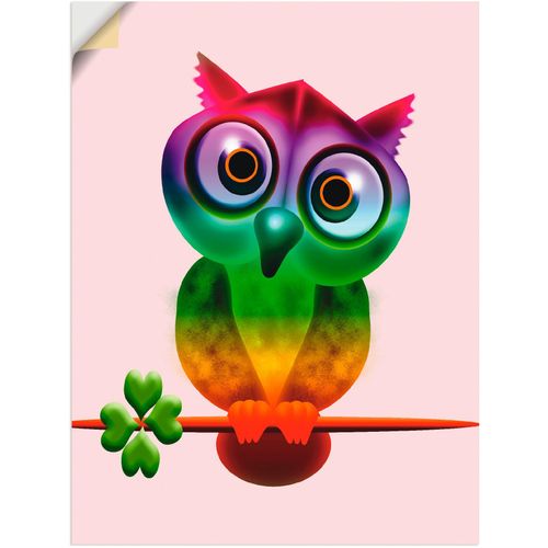 4057738479642 - Wandbild ARTLAND Bunte Eule Bilder Gr B H 60 cm x 80 cm Wandaufkleber - Vinyl Vögel Hochformat 1 St bunt Bild Poster Bilder als Alubild Leinwandbild Wandaufkleber oder in versch Größen