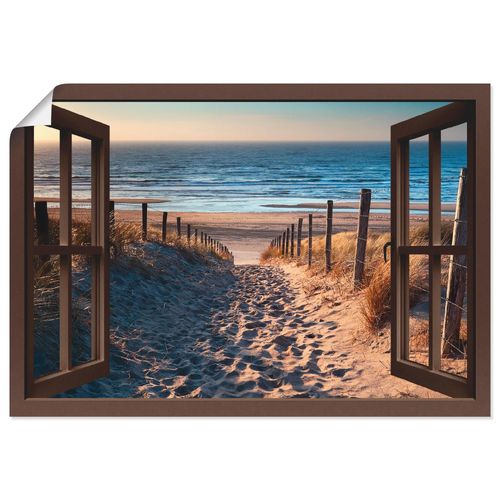 4058661279361 - Wandbild ARTLAND Fensterblick Weg zum Nordseestrand Bilder Gr B H 100 cm x 70 cm Poster Strand Querformat 1 St beige (naturfarben) Bild Leinwandbild Kunstdrucke Bilder als Leinwandbild Wandaufkleber oder Poster in versch Größen