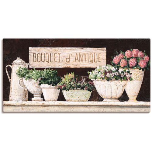 4055327159791 - Wandbild ARTLAND Antike Sträuße Bilder Gr B H 100 cm x 50 cm Leinwandbild Vasen & Töpfe 1 St beige (naturfarben) Bild Metallbild Metallbilder Bilder als Alubild Leinwandbild Wandaufkleber oder Poster in versch Größen
