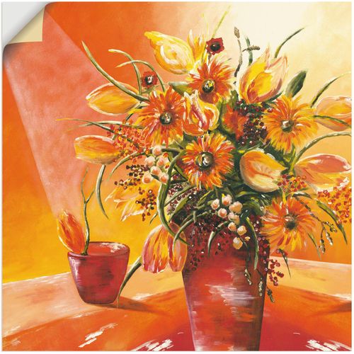 4057738179498 - Wandbild ARTLAND Blumenstrauß in Vase I Bilder Gr B H 50 cm x 50 cm Wandaufkleber - Vinyl Blumen 1 St orange Bild Poster Bilder als Alubild Leinwandbild Wandaufkleber oder in versch Größen