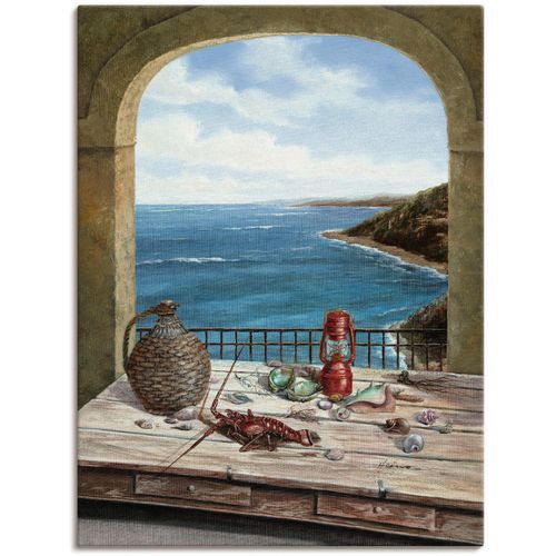 4055327291521 - Wandbild ARTLAND Stillleben am Meer Bilder Gr B H 30 cm x 40 cm Leinwandbild Fensterblick 1 St beige (naturfarben) Bild Metallbild Metallbilder Bilder als Alubild Leinwandbild Wandaufkleber oder Poster in versch Größen