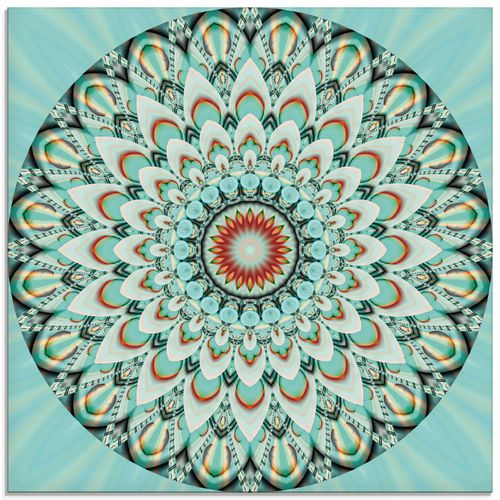 4059745800754 - Glasbild ARTLAND Mandala Integrität Bilder Gr B H 30 cm x 30 cm Glasbild Muster quadratisch 1 St grün Bild Glasbild Glasbilder Bilder in verschiedenen Größen