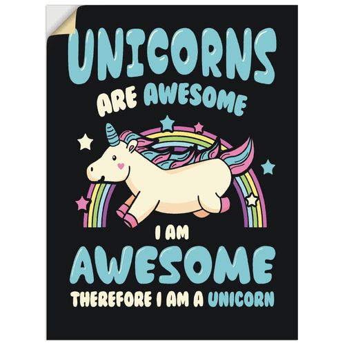 4059745980463 - Wandbild ARTLAND Einhorn Spruch Bilder Gr B H 30 cm x 40 cm Wandaufkleber - Vinyl Humor Hochformat 1 St blau Bild Poster Bilder als Alubild Leinwandbild Wandaufkleber oder in versch Größen