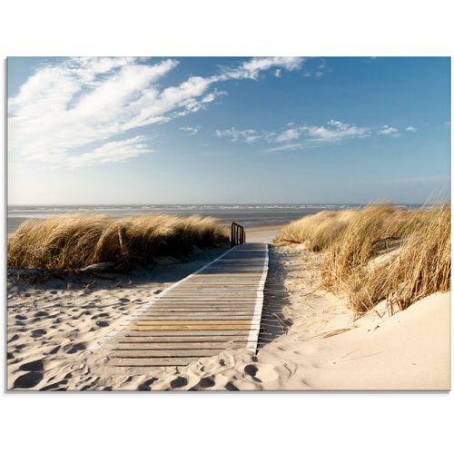 4055327023801 - Glasbild ARTLAND Nordseestrand auf Langeoog - Steg Bilder Gr B H 80 cm x 60 cm Glasbild Strand 1 St beige (naturfarben) Glasbilder in verschiedenen Größen