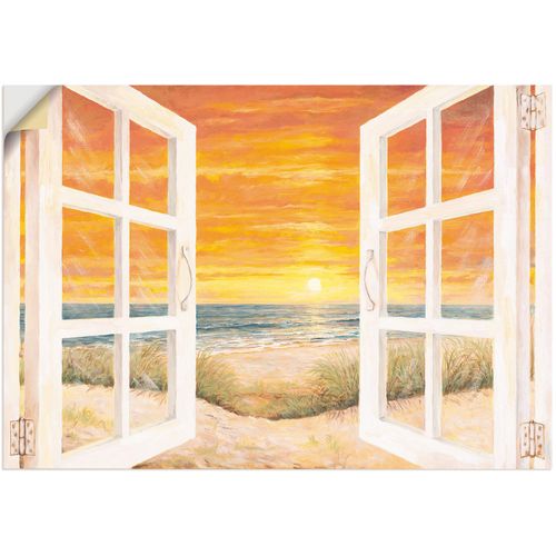 4057738268352 - Wandbild ARTLAND Fenster zum Meer Bilder Gr B H 70 cm x 50 cm Wandaufkleber - Vinyl Meer Bilder Querformat 1 St beige (naturfarben) Kunstdrucke als Alubild Leinwandbild Wandaufkleber oder Poster in versch Größen