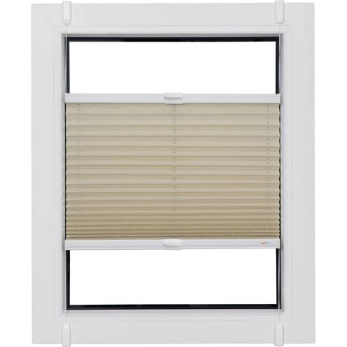 4001442956098 - Plissee Budget Crush Plissees Gr 100 cm zweiseitig verschiebbar 65 cm beige (beige weiß) Plissees ohne Bohren Klemmfix crushed 4001442956098 - Plissee Budget Crush Plissees Gr 100 cm zweiseitig verschiebbar 65 cm beige (beige weiß) Plissees ohne Bohren Klemmfix crushed