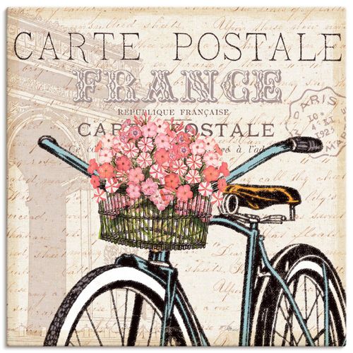 4055327714525 - Wandbild ARTLAND Paris Fahrt II Bilder Gr B H 30 cm x 30 cm Leinwandbild Fahrräder quadratisch 1 St pink Bild Poster Bilder als Leinwandbild Wandaufkleber oder in versch Größen