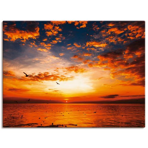 4059745920926 - Wandbild ARTLAND Sonnenuntergang am Strand Bilder Gr B H 60 cm x 45 cm Leinwandbild Sonnenaufgang & -untergang Querformat 1 St orange Bild Poster Bilder als Alubild Leinwandbild Wandaufkleber oder in versch Größen