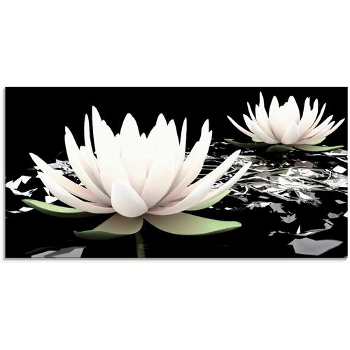 4055327058612 - Glasbild ARTLAND Zwei Lotusblumen auf dem Wasser Bilder Gr B H 100 cm x 50 cm Glasbild Blumen 1 St schwarz Glasbilder in verschiedenen Größen 4055327058612 - Glasbild ARTLAND Zwei Lotusblumen auf dem Wasser Bilder Gr B H 100 cm x 50 cm Glasbild Blumen 1 St schwarz Glasbilder in verschiedenen Größen