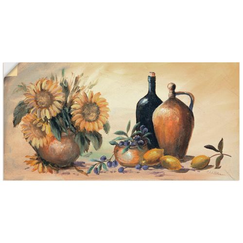 4062144391150 - Wandbild ARTLAND Stillleben mit Sonnenblumen Bilder Gr B H 60 cm x 30 cm Wandaufkleber - Vinyl Vasen & Töpfe Querformat 1 St braun Bild Poster Bilder als Leinwandbild Wandaufkleber oder in versch Größen