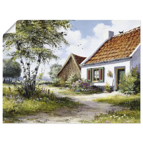 4057738443827 - Wandbild ARTLAND Katze auf dem Dach Bilder Gr B H 80 cm x 60 cm Poster Garten Querformat 1 St grün Bild Poster Bilder als Leinwandbild Wandaufkleber oder in versch Größen