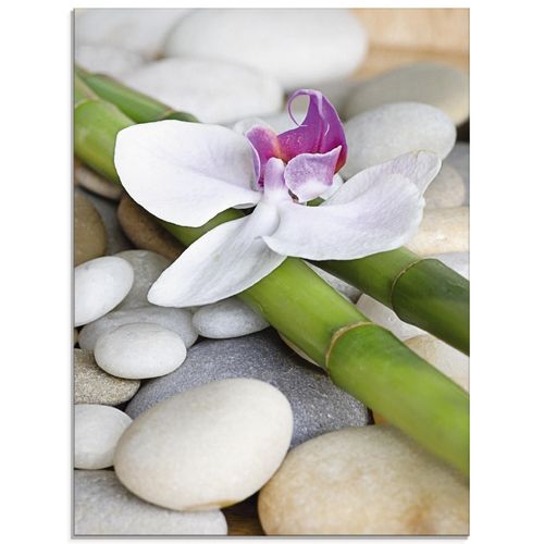 4057738843924 - Glasbild ARTLAND Zen Orchidee Bilder Gr B H 60 cm x 80 cm Glasbild Zen Hochformat 1 St weiß Bild Glasbild Glasbilder Bilder in verschiedenen Größen