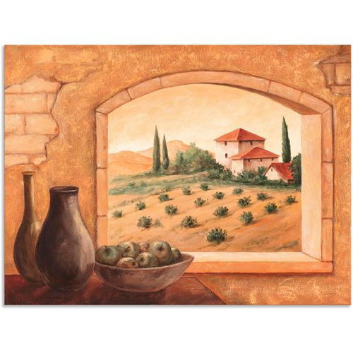 4057738413523 - Wandbild ARTLAND Toskana Bilder Gr B H 60 cm x 45 cm Alu-Dibond-Druck Fensterblick 1 St beige (naturfarben) Bild Poster Bilder als Alubild Leinwandbild Wandaufkleber oder in versch Größen