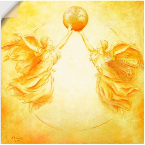 4062144334386 - Wandbild ARTLAND Schutzengel der Erde Bilder Gr B H 50 cm x 50 cm Wandaufkleber - Vinyl Religion quadratisch 1 St gelb Bild Poster Bilder als Alubild Leinwandbild Wandaufkleber oder in versch Größen
