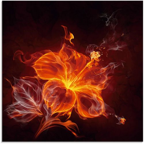 4058661793423 - Glasbild ARTLAND Feuerblume Bilder Gr B H 40 cm x 40 cm Blumen 1 St rot Glasbilder Bilder in verschiedenen Größen