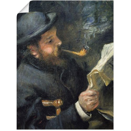 4055327661737 - Wandbild ARTLAND Bildnis Claude Monet mit Pfeife Bilder Gr B H 30 cm x 40 cm Poster Mann 1 St schwarz Bild Leinwandbild Kunstdrucke Bilder als Leinwandbild Wandaufkleber oder Poster in versch Größen