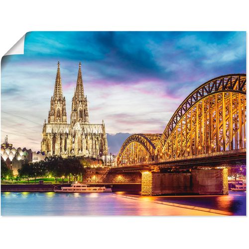 4059745771788 - Wandbild ARTLAND Dom und Brücke in Köln Bilder Gr B H 40 cm x 30 cm Poster Deutschland 1 St blau Bild Poster Bilder als Alubild Leinwandbild Wandaufkleber oder in versch Größen