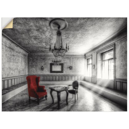 4059745127820 - Wandbild ARTLAND Lost Place - Roter Sessel Bilder Gr B H 40 cm x 30 cm Wandaufkleber - Vinyl Architektonische Elemente Querformat 1 St schwarz Bild Leinwandbild Kunstdrucke Bilder als Alubild Leinwandbild Wandaufkleber oder Poster in versch Größen