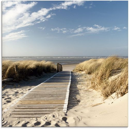 4057738309017 - Glasbild ARTLAND Nordseestrand auf Langeoog - Steg Bilder Gr B H 40 cm x 40 cm Strand 1 St beige (naturfarben) Glasbilder Bilder in verschiedenen Größen