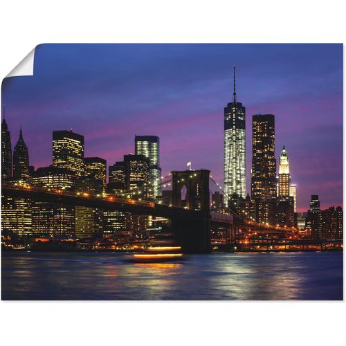4059745772648 - Wandbild ARTLAND Brooklyn Bridge Bilder Gr B H 80 cm x 60 cm Poster Amerika 1 St lila Bild Poster Bilder als Alubild Leinwandbild Wandaufkleber oder in versch Größen