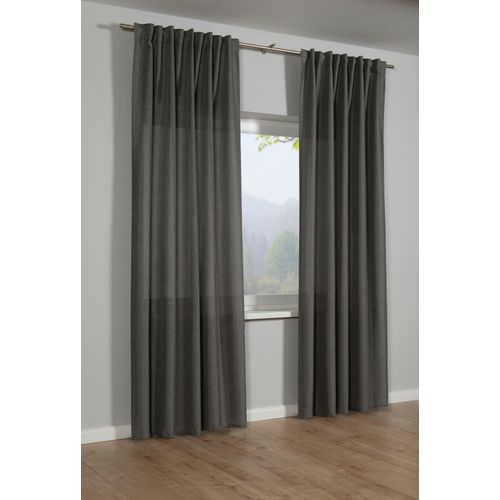 4003018366911 - Gardine Schal mit Gardinenband Strukturdeko grau (silbergrau) B140cm H245cm Obermaterial 100% Polyester Gardinen Strukturdeko