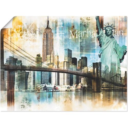 4055327584210 - Wandbild ARTLAND New York Skyline Collage IV Bilder Gr B H 60 cm x 45 cm Poster Amerika 1 St beige (naturfarben) Bild Kunstdruck Poster Bilder als Leinwandbild Wandaufkleber oder in versch Größen