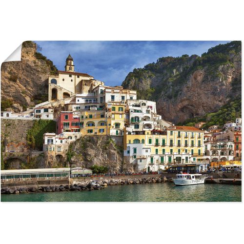 4062144634721 - Wandbild ARTLAND Hafen von Amalfi an der Amalfiküste Bilder Gr B H 60 cm x 40 cm Poster Italien Querformat 1 St braun Kunstdrucke als Alubild Leinwandbild Wandaufkleber oder Poster in versch Größen