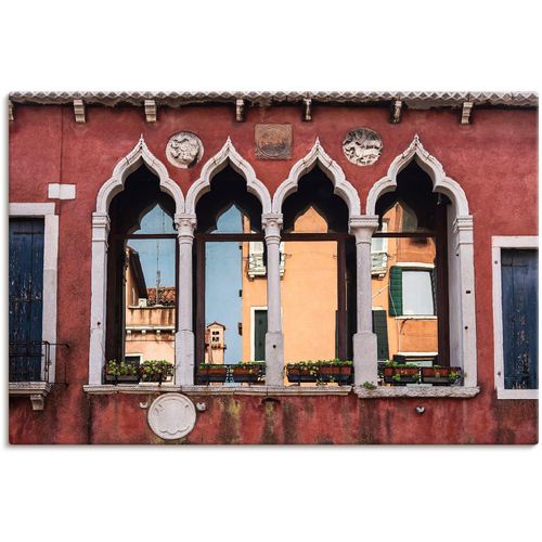 4062144674680 - Wandbild ARTLAND Historische Gebäude Altstadt von Venedig Bilder Gr B H 60 cm x 40 cm Leinwandbild Fenster & Türen Querformat 1 St rot Kunstdrucke als Alubild Leinwandbild Wandaufkleber oder Poster in versch Größen